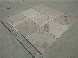 China Light Beige Coffee Brown Travertine Polished Slab & Tile