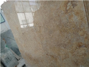 China Light Beige Coffee Brown Travertine Polished Slab & Tile