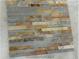 China Rustic Yellow Black White Slate Culture Stone Wall Panel Ledge Stone Corner Stone Wall Cladding Thin Venner Stsone