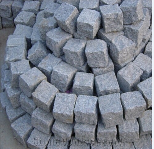 G341 China Light Grey White Granite Paving Sets Cube Stone Paver