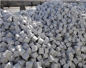 G341 China Light Grey White Granite Paving Sets Cube Stone Paver