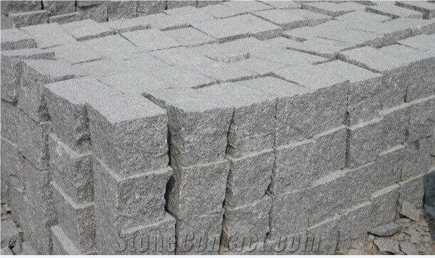 G341 China Light Grey White Granite Paving Sets Cube Stone Paver