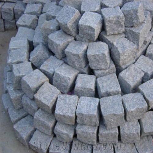 G341 China Light Grey White Granite Paving Sets Cube Stone Paver