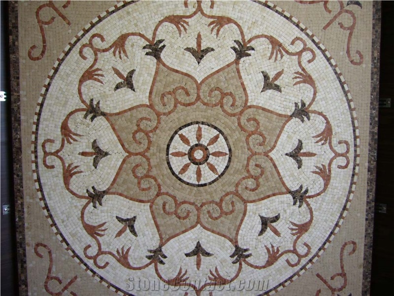 Round Square Mosaic Marble Waterjet Floor Pattern Medallion