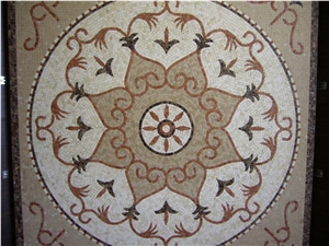 Round Square Mosaic Marble Waterjet Floor Pattern Medallion