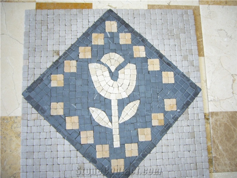 Round Square Mosaic Marble Waterjet Floor Pattern Medallion