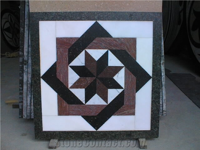 Round Square Mosaic Marble Waterjet Floor Pattern Medallion