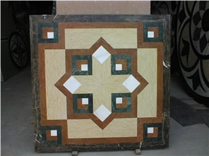 Round Square Mosaic Marble Waterjet Floor Pattern Medallion