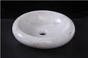 White Onyx Round Washbasin Bathroom Sink Wash Bowl White Onyx Round Washbasin Bathroom Sink Wash Bowl