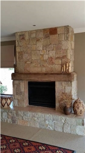 Fireplace Made from Square Champagne Honey Quartzite
