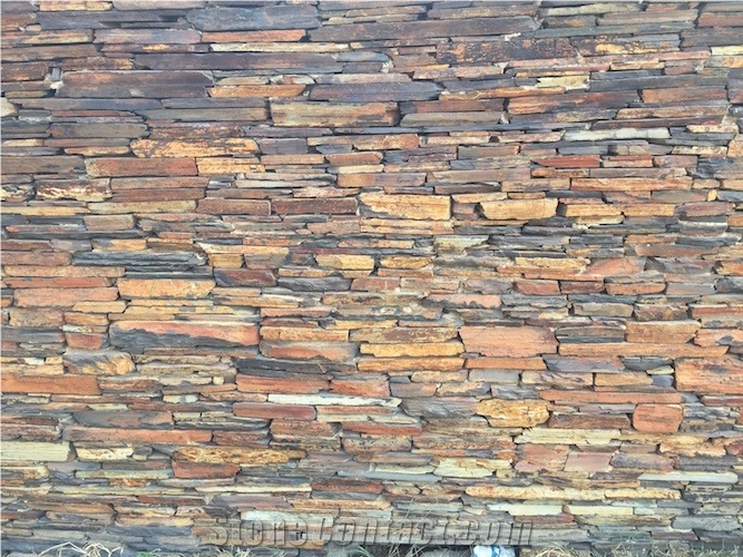 Rich Autumn Slate Chunk Strip Walling