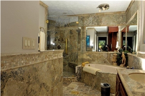 Scabas Travertine Bathroom Decoration, Multicolor Travertine Bath Flooring, Walling Tiles