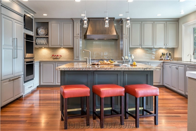 Granite Kitchen Countertops, Glass Mosaic Backsplash