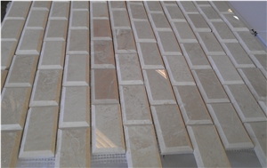 Bevelled Edge Beige Travertine Mosaic, Denizli Travertine Mosaic