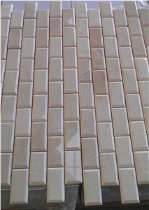 Bevelled Edge Beige Travertine Mosaic, Denizli Travertine Mosaic