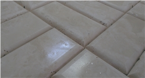 Bevelled Edge Beige Travertine Mosaic, Denizli Travertine Mosaic
