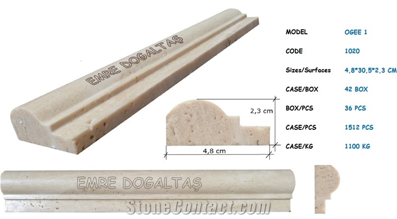 Classic Light Travertine Ogee Molding 1 1020