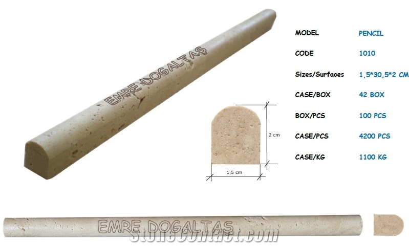 Classic Light Travertine Pencil Linear 1010