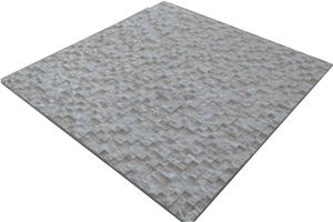 Cubic Light Travertine Split Face Mosaic, White Travertine Mosaic