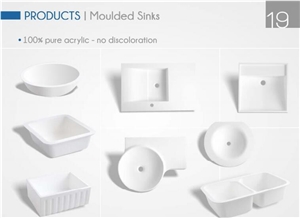 100% Pure Acrylic Solid Surface Discoloration Moulded Round Sink Basins 100% Pure Acrylic Solid Surface Discoloration Moulded Round Sink Basins