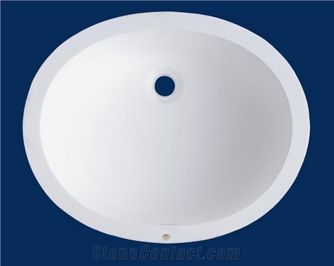 100% Pure Acrylic Solid Surface Discoloration Moulded Round Sink Basins