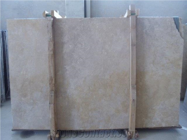 Beige Travertine Crossscut, Filled, Polished Slabs