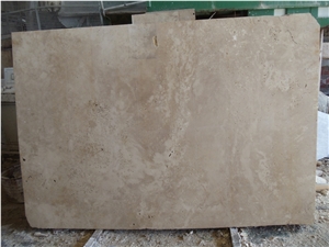 Beige Travertine Crossscut, Filled, Polished Slabs