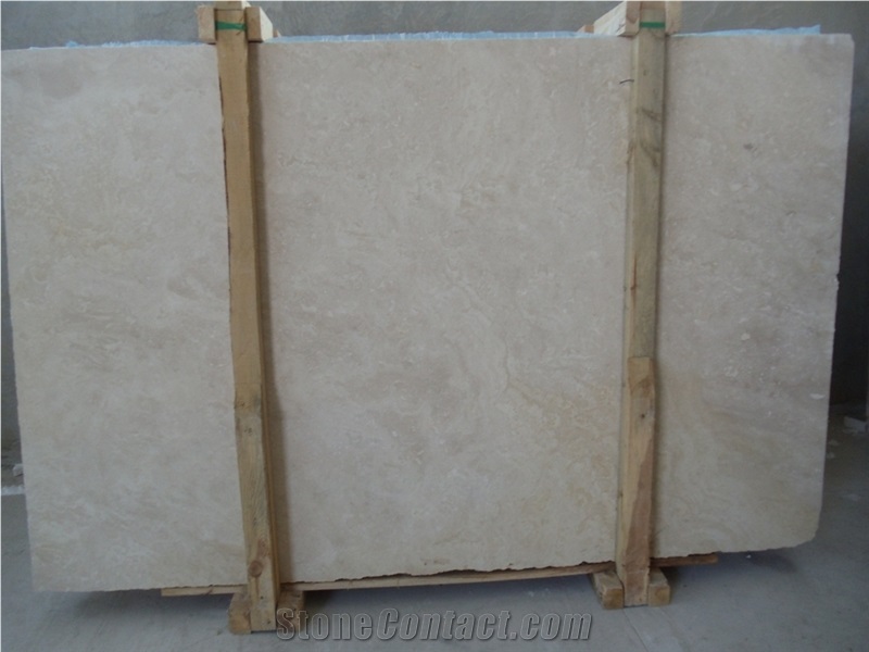 Beige Travertine Crossscut, Filled, Polished Slabs