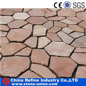 Red Slate Flagstone Paving Stone for Sale , Red Outdoor Flooring , Slate Floor Tiles Irregular Flagstone