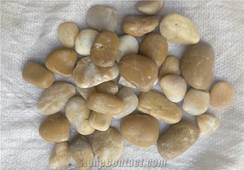 Wooden Grain Polished No Waxing Pebbles, Hot Pebble Driveway Design, Cheap Wood Vein Pebble Stone