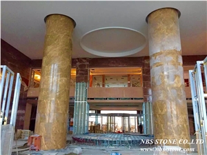 Gold Net Marble Column, China High-End Yellow Marble