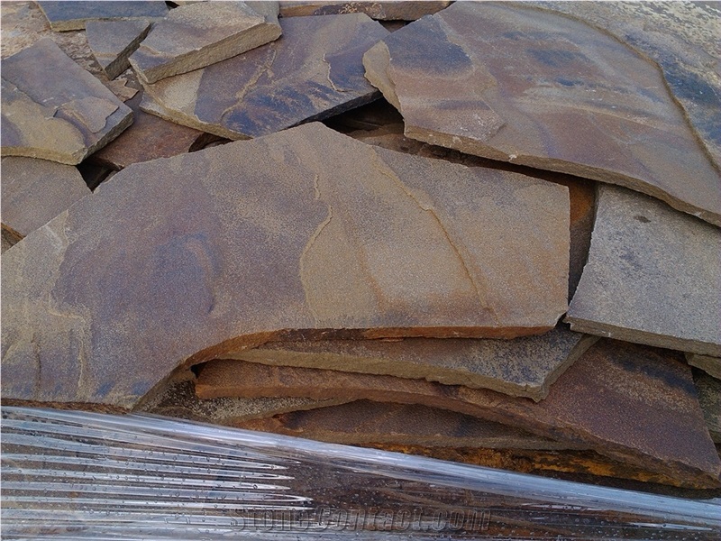 Brown Sandstone Flagstones, Polygonal Stones, Irregular Crazy Paving