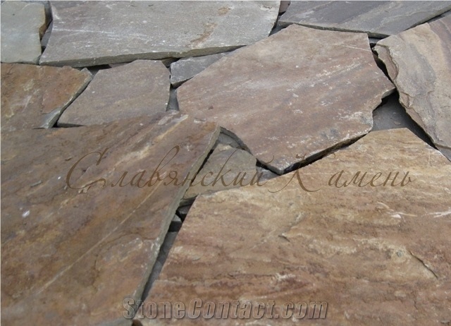 Brown Sandstone Flagstones, Polygonal Stones, Irregular Crazy Paving