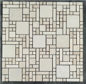 Spain Cream Marfil Marble Mosaic Antik Tumbled