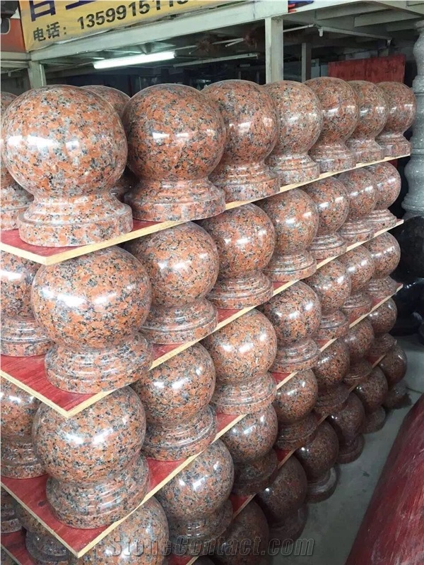 G562 Maple Red Granite Parking Stone Curbs / China Red Granite Landscaping Stone