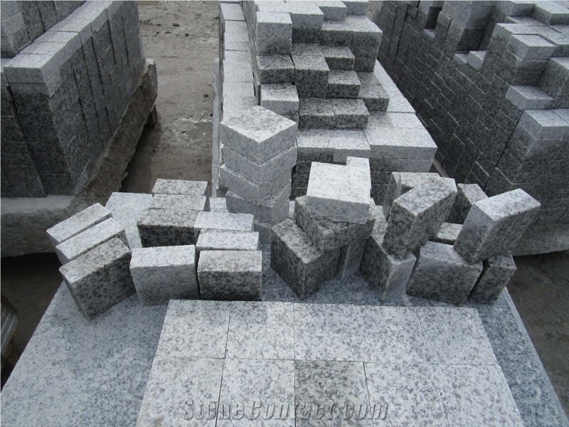 Flamed Surface China G655 Granite Cubestone, G655 Paving Stone, G655 Cobble Stone