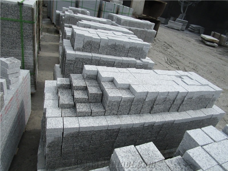 Flamed Surface China G655 Granite Cubestone, G655 Paving Stone, G655 Cobble Stone