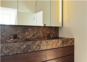Dark Emperador Marble Vanity Counter Tops, Brown Marble Bath Tops, Countertops