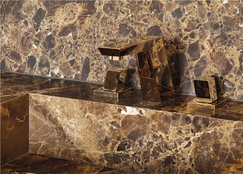 Dark Emperador Marble Vanity Counter Tops, Brown Marble Bath Tops, Countertops