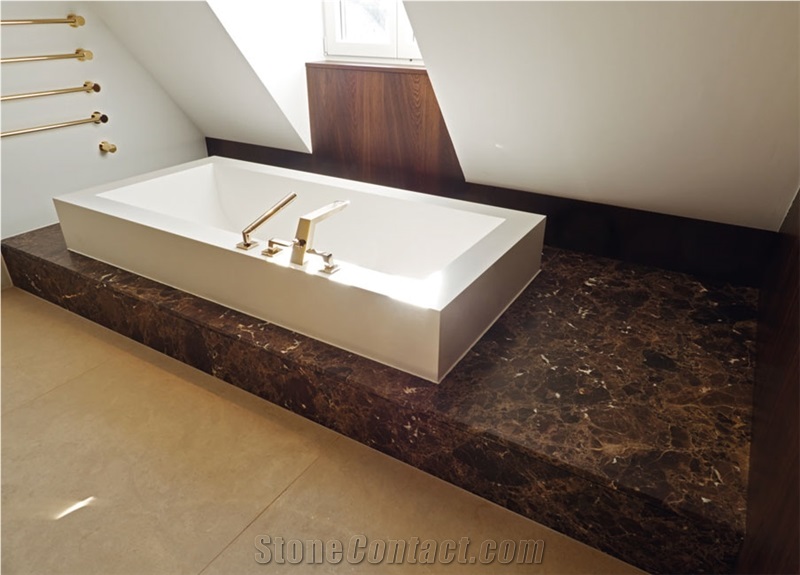 Dark Emperador Marble Vanity Counter Tops, Brown Marble Bath Tops, Countertops