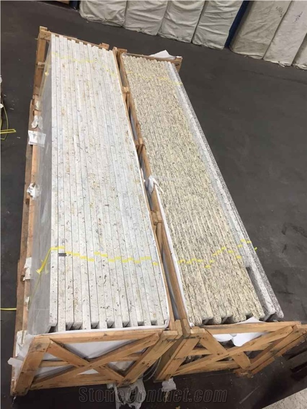 Polished Customized Bar Top Kitchen Worktops.River White Granite Kitchen Countertop
