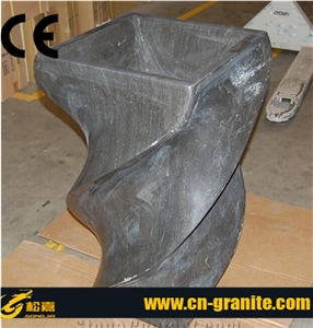 Balck Limestone Pedestal Sink & Basins Washing Basin Wash Basin Price Spiral Design Pedestal Sinks