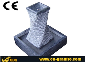 China Dark Grey Granite G654 Water Fountain Chinese Absolute Black Artworks Garden Fountains