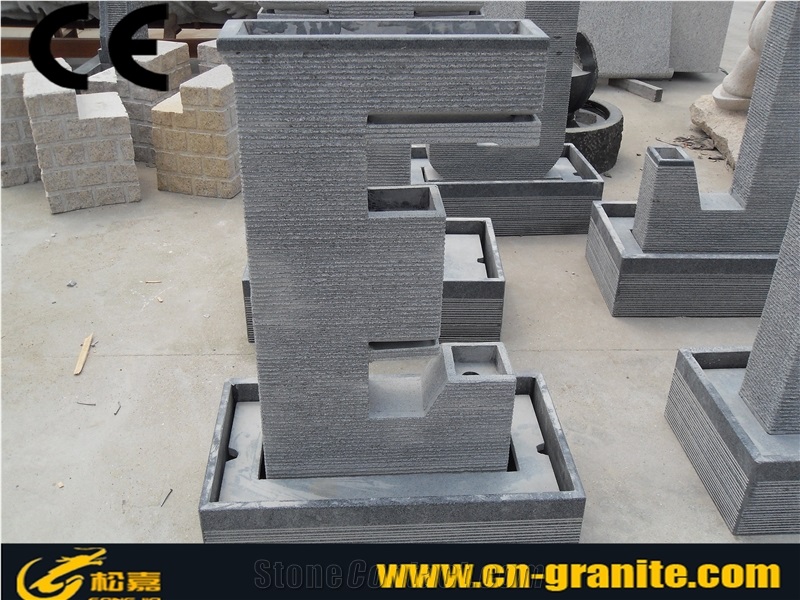 China Grey Granite Stone Water Feature Fountains Fountain Pump with Led Lights Outside Garden Fountain