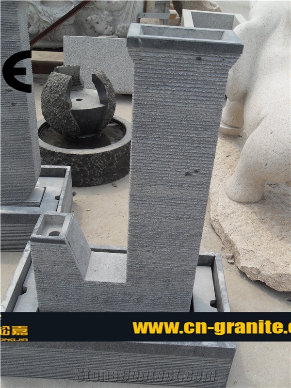 China Grey Granite Stone Water Feature Fountains Fountain Pump with Led Lights Outside Garden Fountain