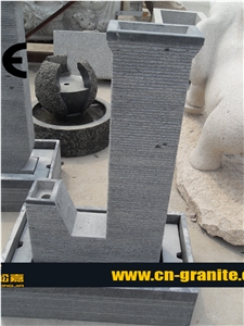China Grey Granite Stone Water Feature Fountains Fountain Pump with Led Lights Outside Garden Fountain