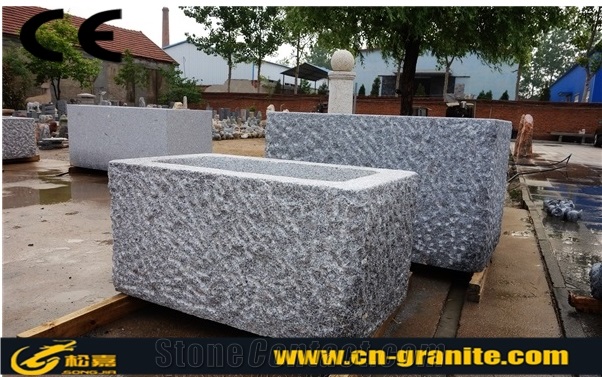 China Grey Granite Water Fountain Chinese Granite Cube Trough for Water Exterior Fountain