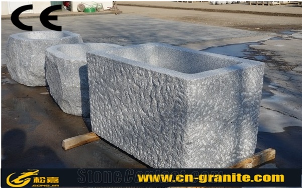 China Grey Granite Water Fountain Chinese Granite Cube Trough for Water Exterior Fountain