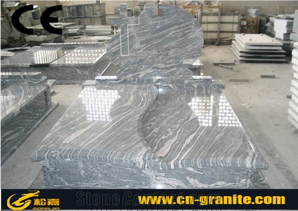 China Juparana Granite Tombstone & Monument Grey Chinese Granite Stone Memorials Gravestone & Headstone Export
