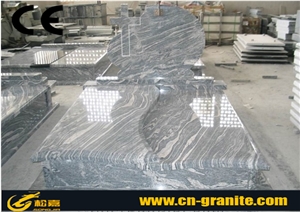 China Juparana Granite Tombstone & Monument Grey Chinese Granite Stone Memorials Gravestone & Headstone Export